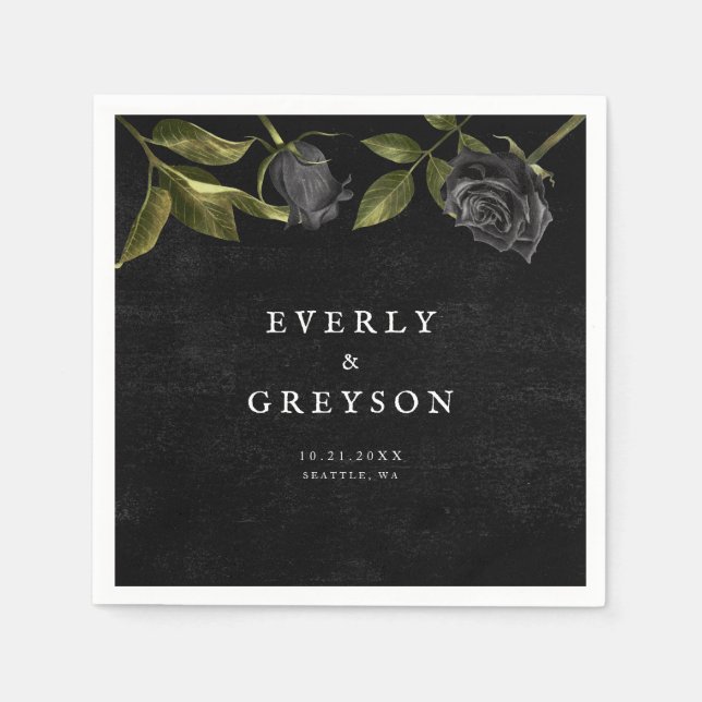 Dunkle Halloween-Rose Serviette (Vorderseite)