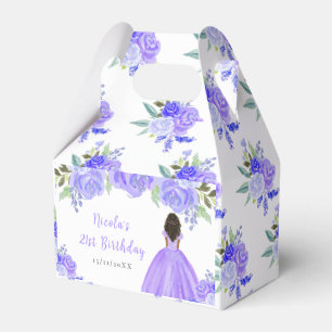 Dunkle Haut Prinzessin Lila Blumen Geburtstagsfeie Geschenkschachtel