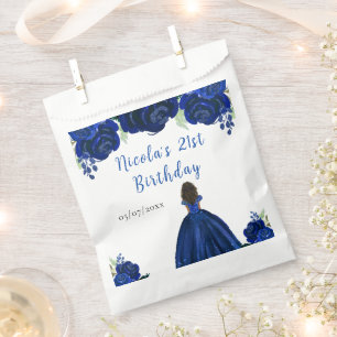 Dunkle Haut Prinzessin Navy Floral Geburtstagsfeie Geschenktütchen