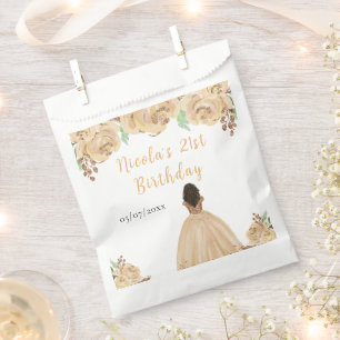 Dunkle Haut Prinzessin Peach Florale Geburtstagsfe Geschenktütchen