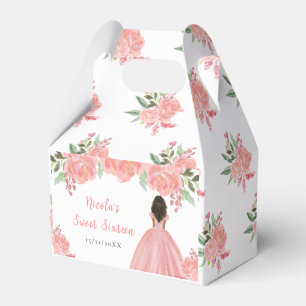 Dunkle Haut Prinzessin Rosa Blumen Sweet Sixteen Geschenkschachtel