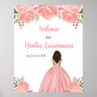 Dunkle Haut Prinzessin Rosa Quinceanera Willkommen