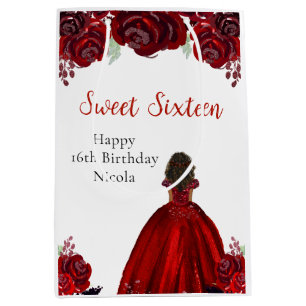Dunkle Haut Prinzessin Rot Sweet Sixteen  Mittlere Geschenktüte