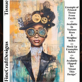 Dunkle Haut Steampunk Frau Collage DK1L Decoupage Seidenpapier