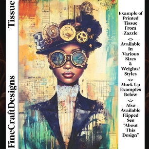 Dunkle Haut Steampunk Frau Collage DK1LF Decoupage Seidenpapier