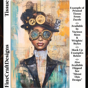 Dunkle Haut Steampunk Frau Collage DK1R Decoupage Seidenpapier
