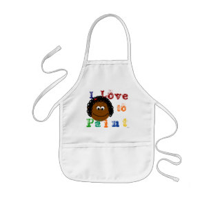 Dunkle Hautmädchen Curly Black Hair Painting Kinderschürze