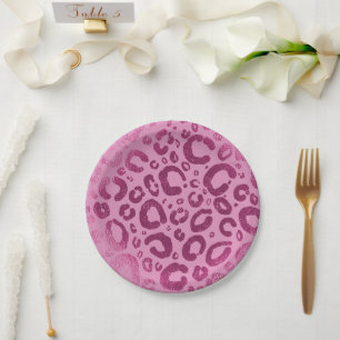 Dunkle & helle rosa Glam Leopardenprint-Party Pappteller