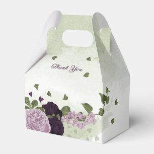 dunkle & hellviolette Blumen Grüne Hochzeit Geschenkschachtel