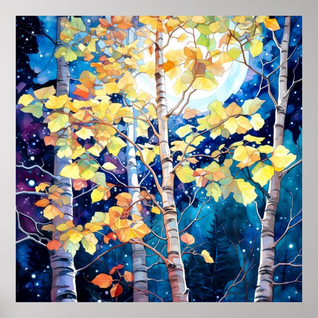 Dunkle Herbstwaldmalerei Poster (Vorne)