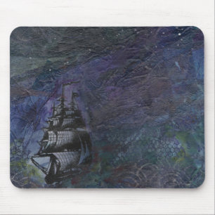 Dunkle Himmel-Schiffs-Collage Mousepad