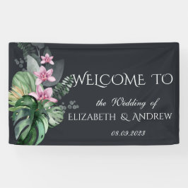 Dunkle Hochzeit tropischer Blume Banner