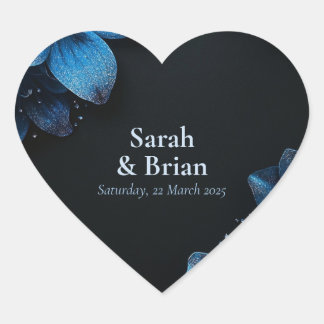 Dunkle Hochzeitsgeschenk-Aufkleber Glitzer Blau Bl Herz-Aufkleber