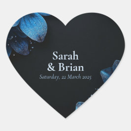 Dunkle Hochzeitsgeschenk-Aufkleber Glitzer Blau Bl Herz-Aufkleber
