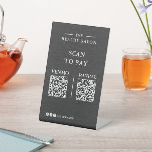 Dunkle Holzkohle-Dual-QR-Code-Scan-to-Pay — Lash T Sockelschild