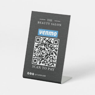Dunkle Holzkohle Einzel-QR-Code-Scan zum Bezahlen Sockelschild