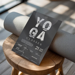 Dunkle Holzkohle Grau Bold Moderne Yoga Studio-Kla Flyer