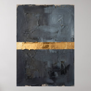 Dunkle Holzkohle-Impasto-Gold-Metallband Luxus Ab Poster