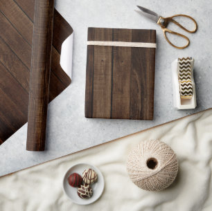 Dunkle Holzplanken mit Holzkörner Geschenkpapier