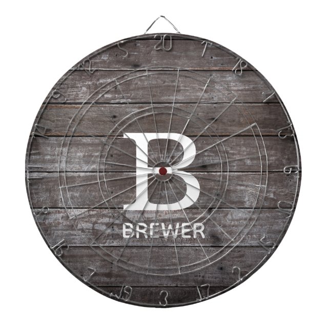 Dunkle Holztextur Monogram Dartboard Dartscheibe (vorne)