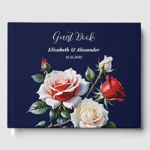 Dunkle hübsche rosa weiße rote Rosen Blumen Hochze Gästebuch