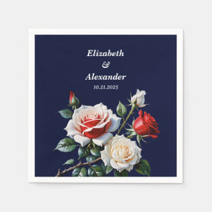 Dunkle hübsche rosa weiße rote Rosen Blumen Hochze Serviette