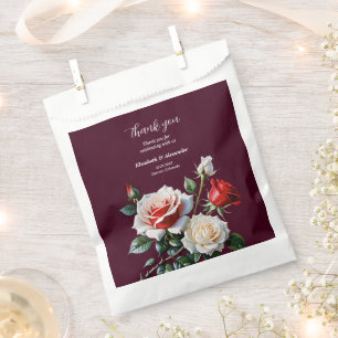 Dunkle hübsche rosa weiße rote Rosen florale Hochz Geschenktütchen
