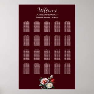 Dunkle hübsche rosa weiße rote Rosen Sitzordnung Poster