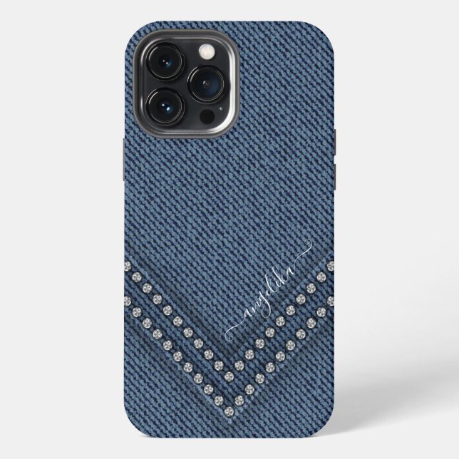 Dunkle Jeans mit V-förmigen Strasssteinen iPhone Hülle (Rückseite)