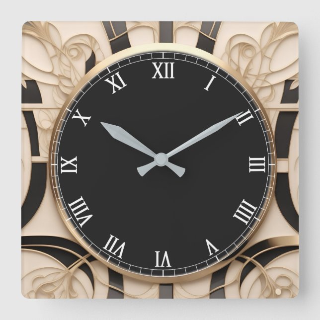 Dunkle Jugendstil Art Deco Uhr - Schwarz-weißes Go (Vorderseite)