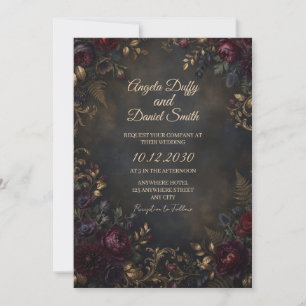 Dunkle Juwel Blumen Hochzeitseinladung Einladung