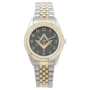 Dunkle Kariert Masonic Mit Monogramm Armbanduhr