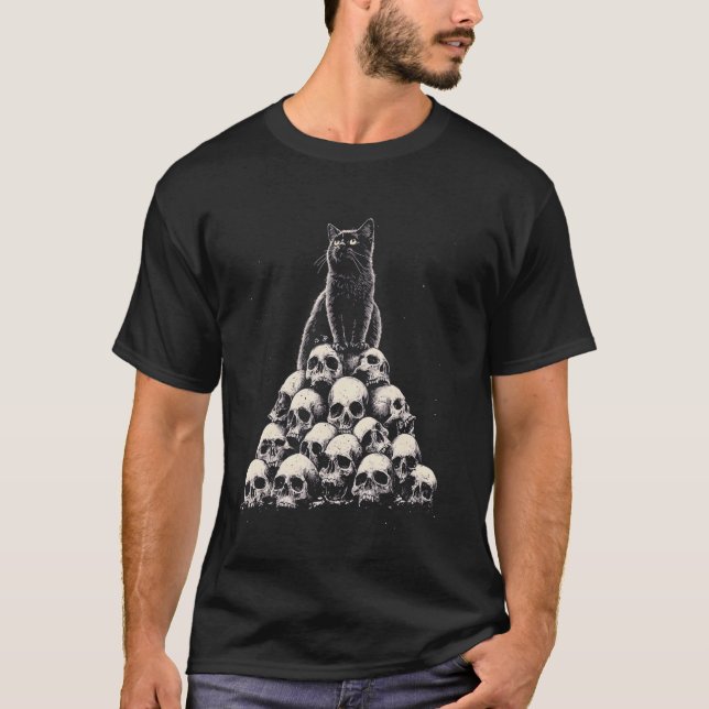 Dunkle Katze Schwarze Gotik T-Shirt (Vorderseite)