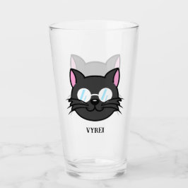 Dunkle Katze Schwarze Katze Gray Cat Tragen Brille Glas