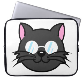 Dunkle Katze Schwarze Katze Gray Cat Tragen Brille Laptopschutzhülle