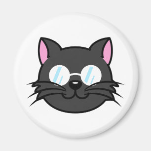 Dunkle Katze Schwarze Katze Gray Cat Tragen Brille Magnet