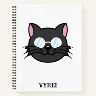 Dunkle Katze Schwarze Katze Gray Cat Tragen Brille Notizbuch