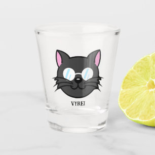 Dunkle Katze Schwarze Katze Gray Cat Tragen Brille Schnapsglas