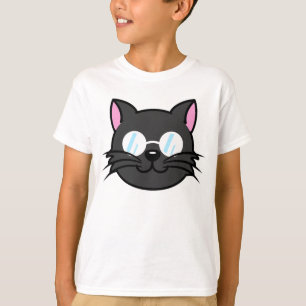 Dunkle Katze Schwarze Katze Gray Cat Tragen Brille T-Shirt