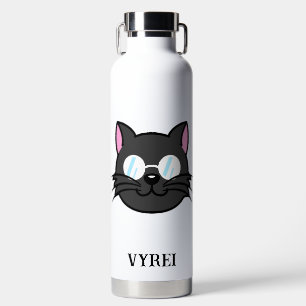 Dunkle Katze Schwarze Katze Gray Cat Tragen Brille Trinkflasche