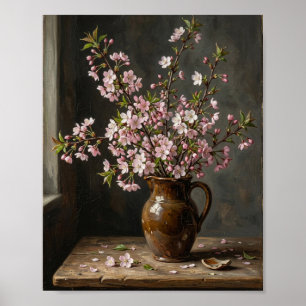 Dunkle Kirschblüten-Blumen I Poster