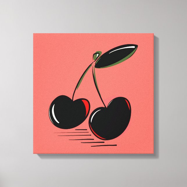 Dunkle Kirschen – Minimale Grafik Kunst  Leinwanddruck (Vorderseite)