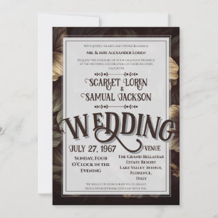Dunkle klassische Retro-Eleganz Luxus-Hochzeit Einladung