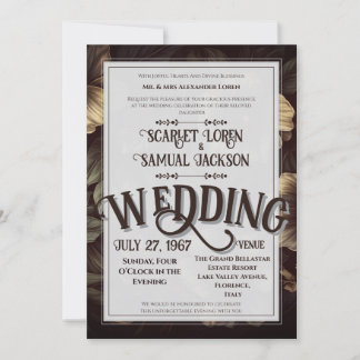 Dunkle klassische Retro-Eleganz Luxus-Hochzeit Einladung