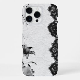 Dunkle Kokette Blumen-Spitze iPhone 16 Pro Max Hülle