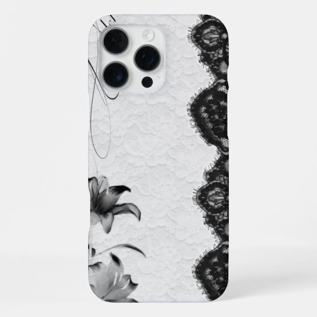 Dunkle Kokette Blumen-Spitze iPhone Hülle (Rückseite)