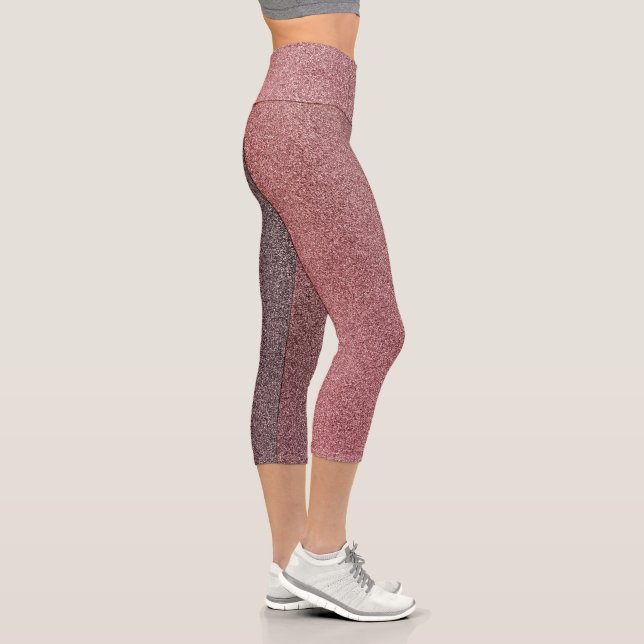 Dunkle Korallen Gradient Glitzer Capri Leggings (Rechts)