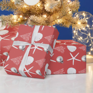 Dunkle Korallenrosa tropisches Weihnachtspapier Geschenkpapier