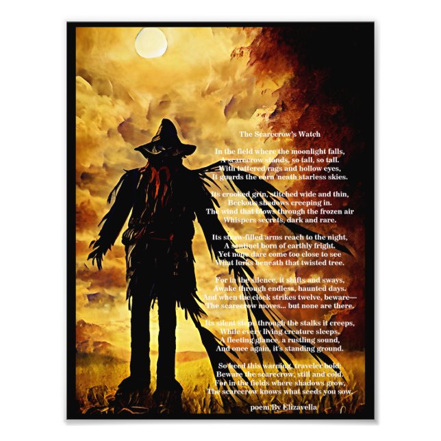 dunkle Kunst und Gedicht Creepy Scarecrow Horror A Fotodruck (Vorne)