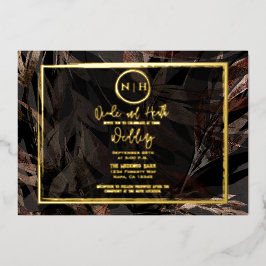 Dunkle Kupfer Brown Bronze Botanische Hochzeit Gol Folieneinladung